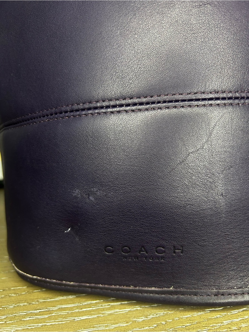 COACH Vintage Tribeca Purple Glove-Tanned Leather Bleeker Bucket Shoulder Bag - Picture 4 of 13